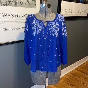 American Eagle Royal Blue Sheer Blouse